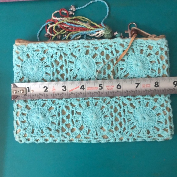 Bohemian Crocheted Clutch w:Beaded & shell tassel - Picture 4 of 5